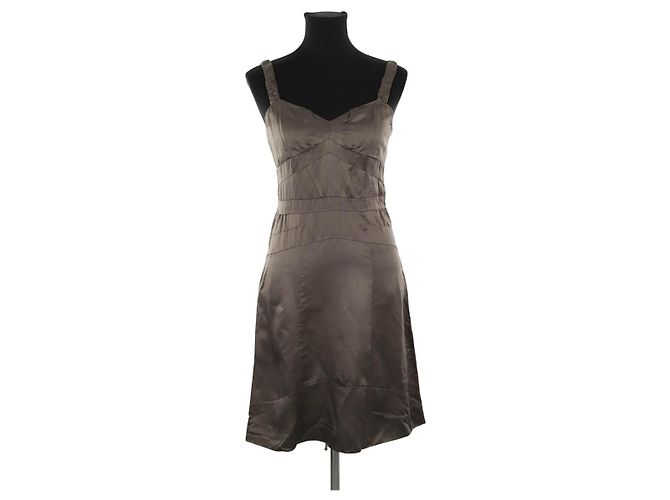Vestido Louis Vuitton de seda marrón Castaño