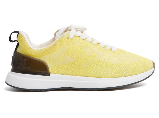 Chanel Baskets Lacets Jaune EU37.5 Yellow technic fabric CC Sneakers UK4.5 US7
