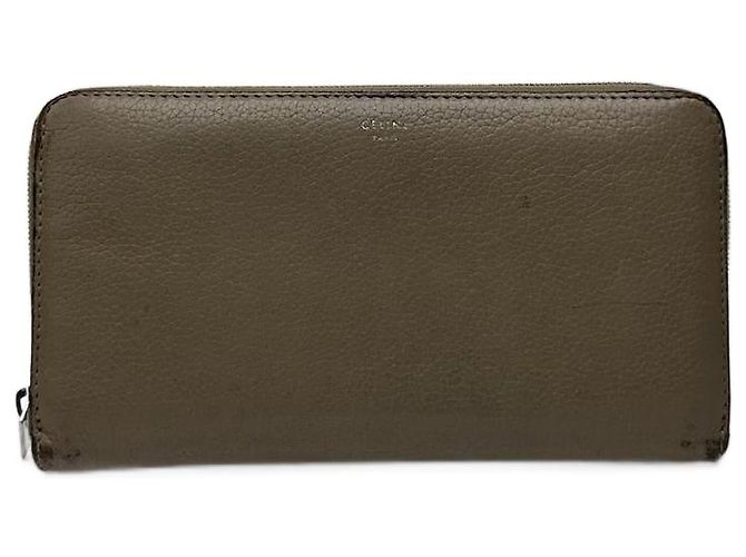 Céline Vintage Celine Paris Zippy wallet beige Grey
