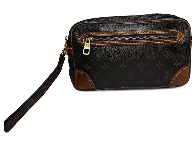 Vintage Louis Vuitton Monogram Leather Clutch brown