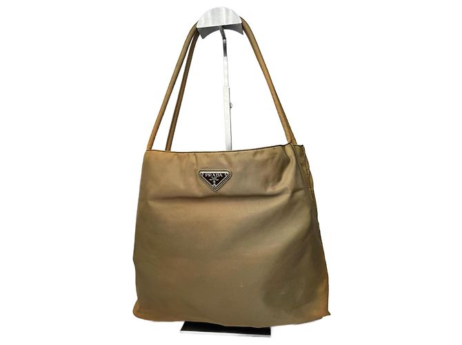Sac en polyester vintage Prada marron kaki