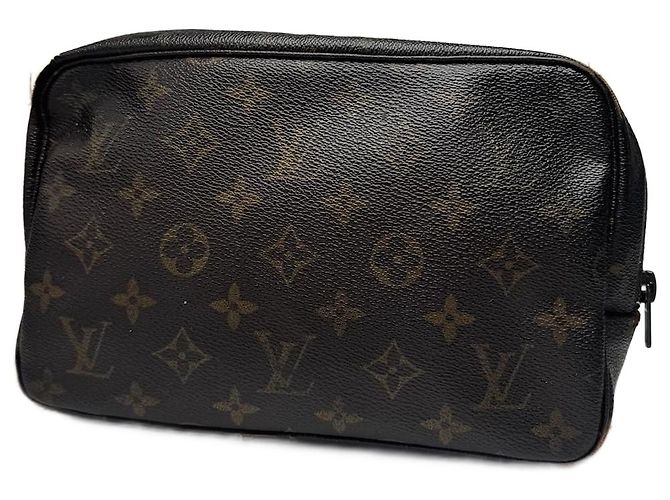 Clutch de cuero monograma Louis Vuitton vintage marrón Castaño