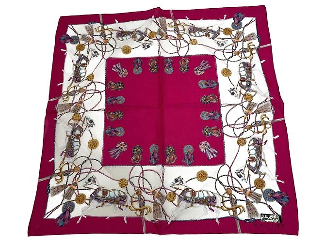 Céline Foulard in seta vintage Celine rosso e bianco