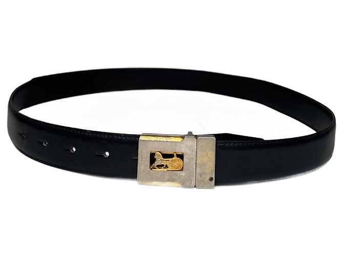 Céline Vintage Celine Paris Triomphe Leather Belt Black