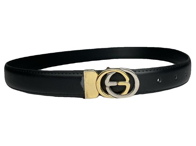 Gucci GG Buckle Black Leather Belt