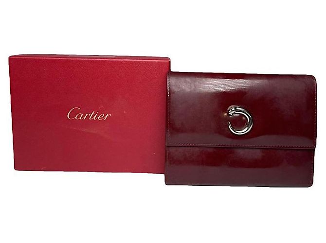 Billetera de cuero burdeos Cartier