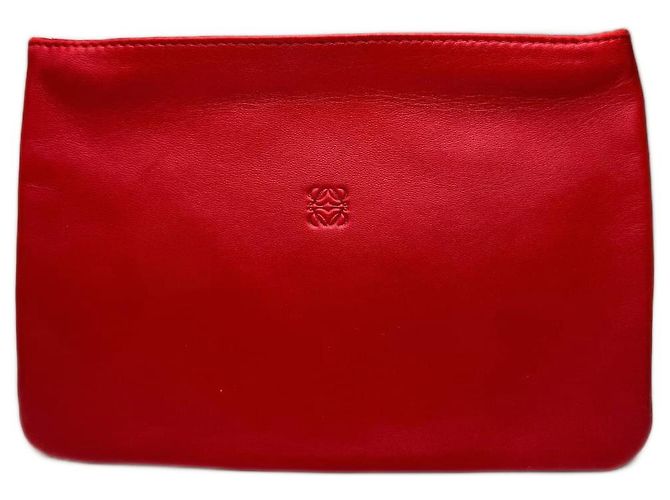 Vintage Loewe Anagram Leder Clutch Rot