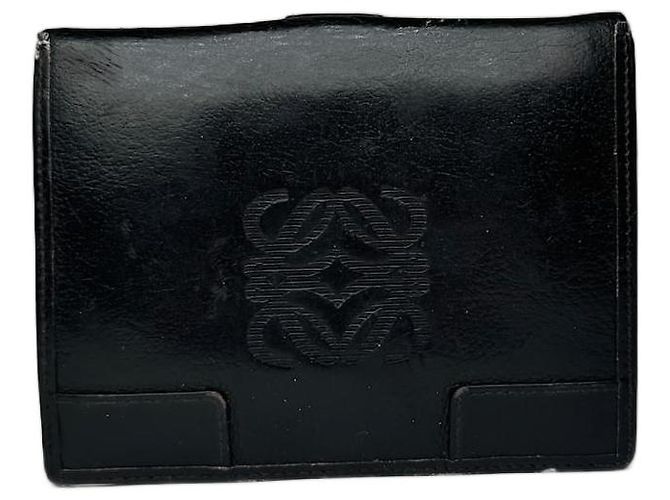 Vintage Loewe Anagram Leather wallet black