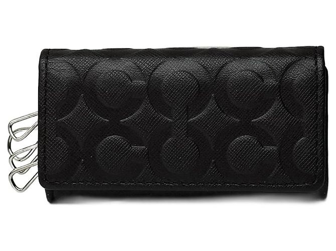 Vintage Coach Leather Monogram Key Holder black