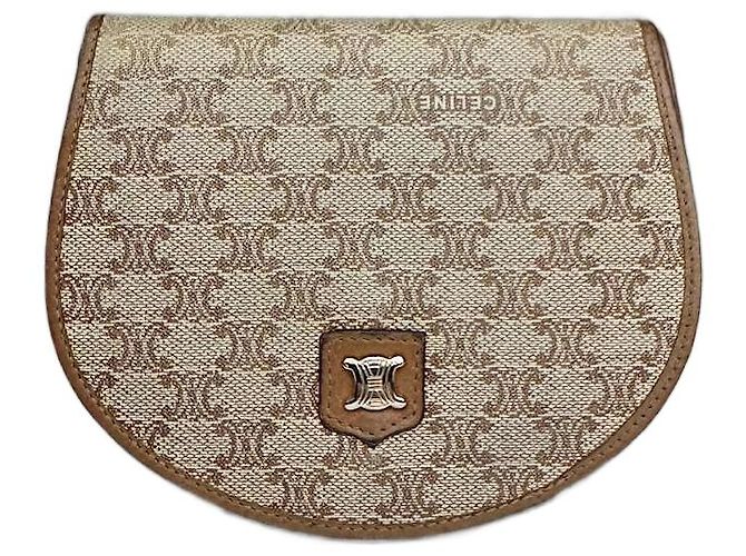 Céline Vintage Celine Triomphe Leather wallet beige brown