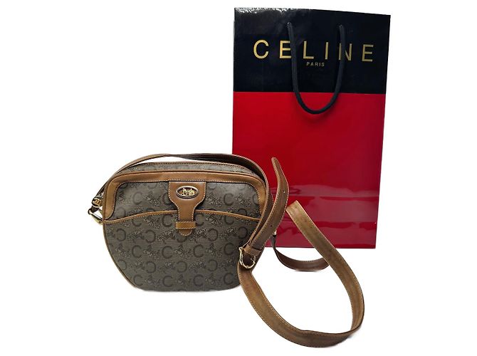 Céline Sac Triomphe en cuir verni Macadam monogram de Celine Paris vintage Gris