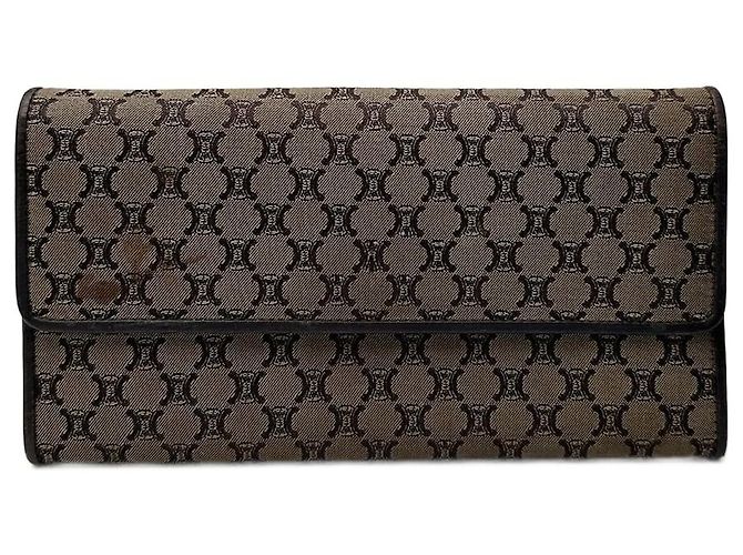 Céline Vintage Celine Monogram Canvas leather wallet brown