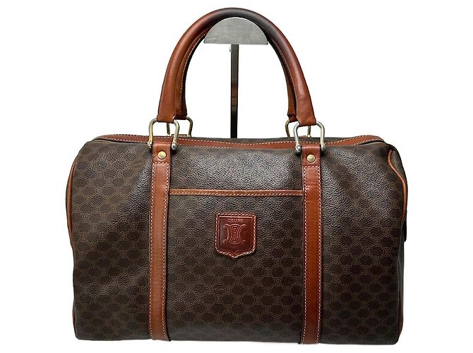 Triomphe Céline Vintage Celine Paris Mini Boston Bag brown