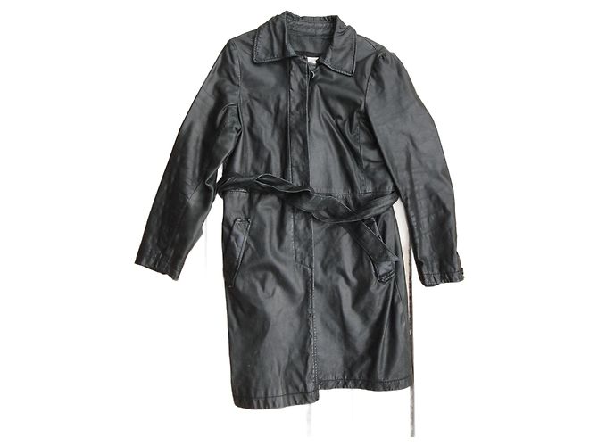Comptoir Des Cotonniers Abrigo de cuero negro