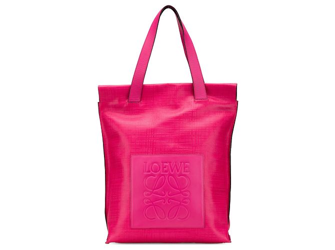 Bolsa tote de couro com anagrama rosa LOEWE