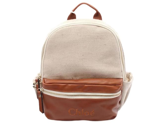 Chloé Canvas and Leather Backpack Brown Cream Cloth ref