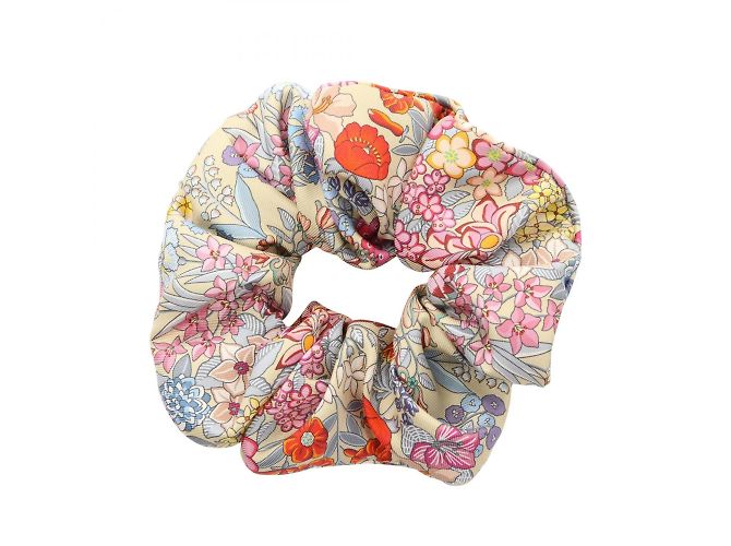 Hermès Harper Avalon Scrunchie de Seda Multicolor Beige