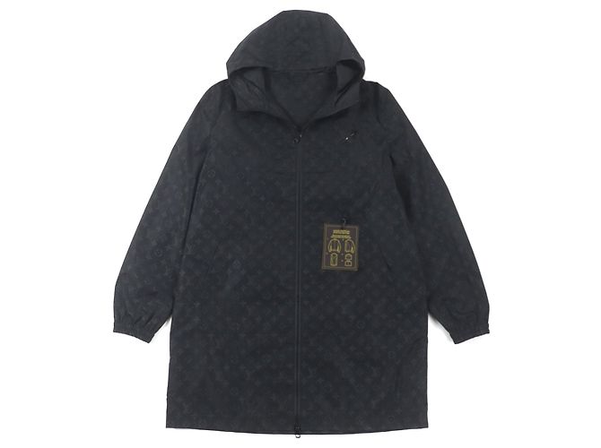 Louis Vuitton Nylon Monogram Windbreaker Parka Black Grey
