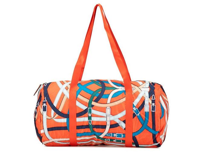 Hermès Bolsa Boston de seda Hermes Airsilk Duffle 44 Laranja
