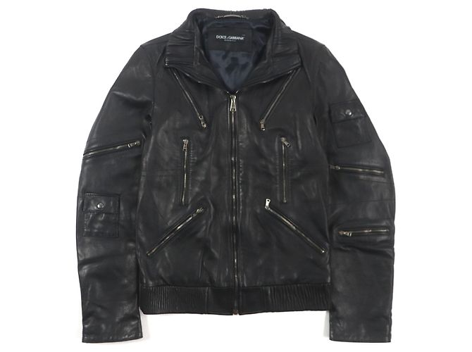 Dolce & Gabbana Lamb Leather Multi-Pocket Jacket Black