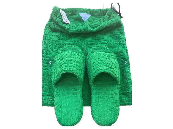 Claquettes Bottega Veneta vert coton taille 37 Vert foncé