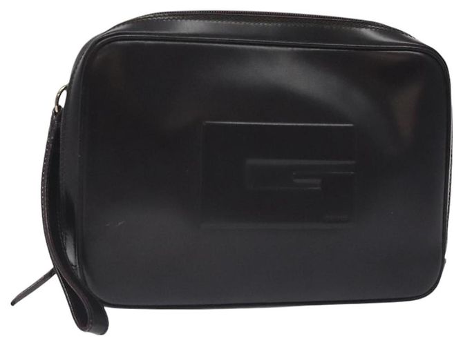 Borsa a mano GUCCI in pelle nera e argento 018 0040 Auth ep9261 Nero