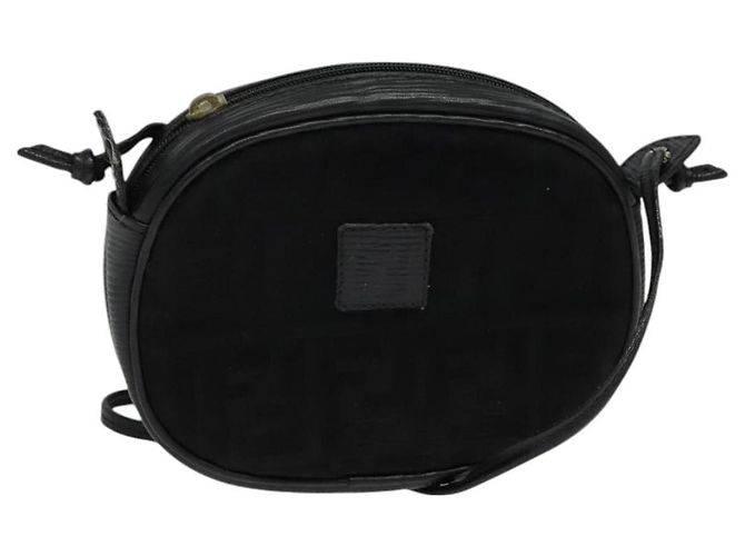 Borsa a spalla in tela Zucca FENDI nera e oro Auth mr1448 Nero D'oro