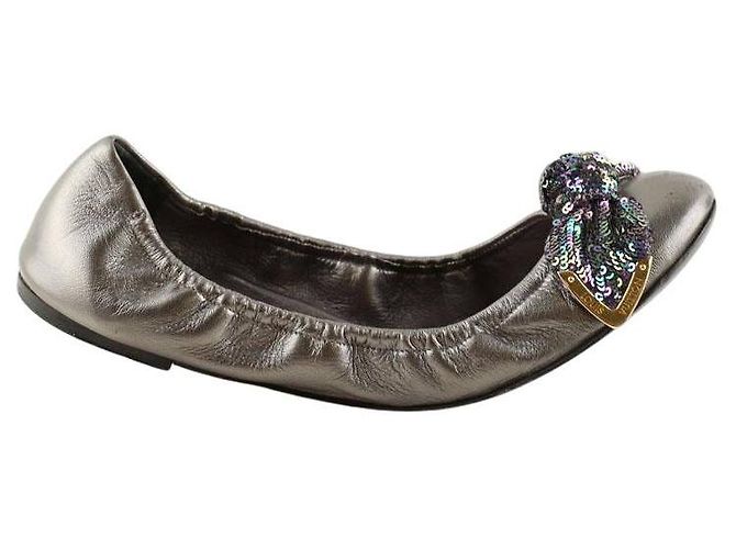 Louis Vuitton Bailarinas de couro cinza