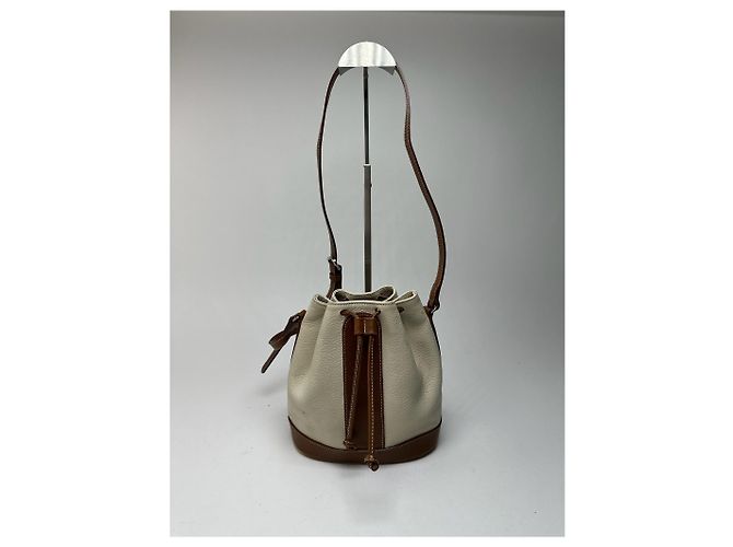 Vintage Courreges Leder Eimer Tasche weiß braun