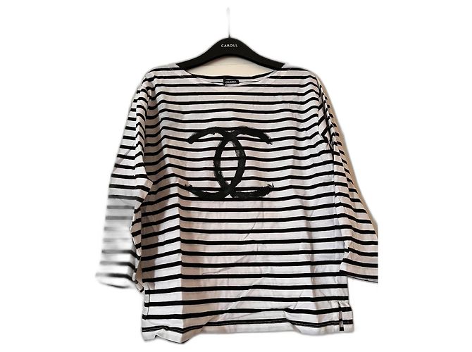 T-shirt Chanel avec logo bleu marine en coton