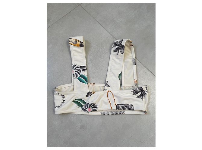 Chanel Bikini Oberteil Weiß Polyamid 