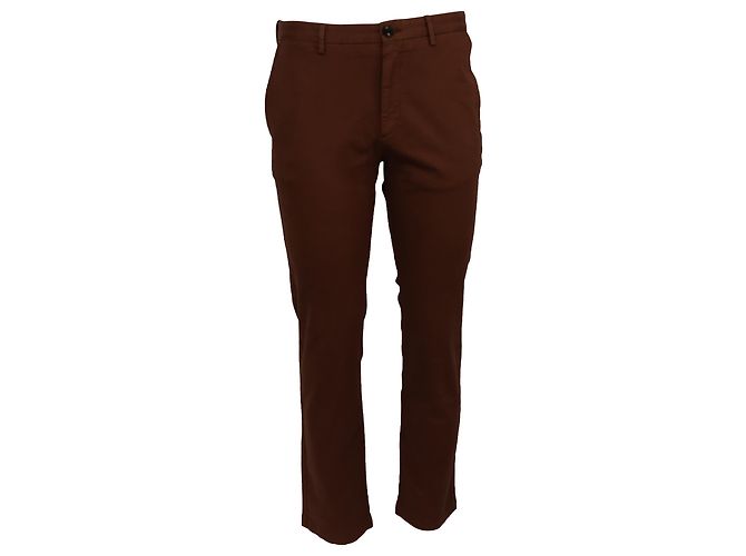 Autre Marque Sig. P. Pantaloni Slim-Fit in Cotone Marrone Rosso