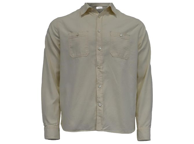 Autre Marque Camisa de manga longa abotoada M. P. com bolsos em algodão marfim Branco Cru