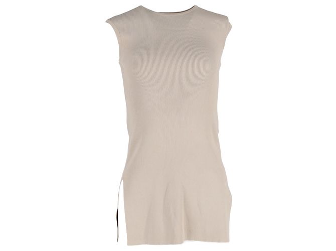 Top de canalé Max Mara en algodón beige