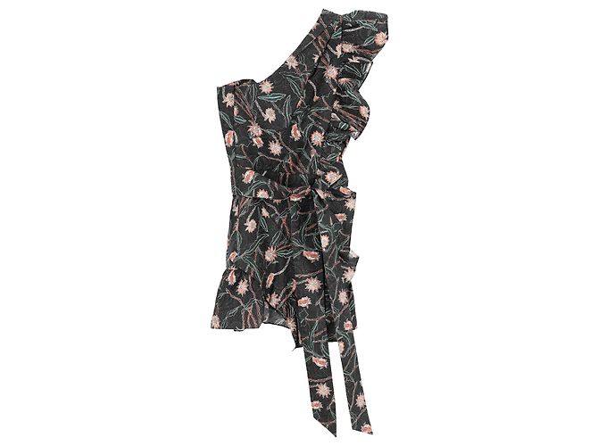 Vestido Mini Lavern de Um Ombro em Algodão com Estampa Floral da Isabel Marant