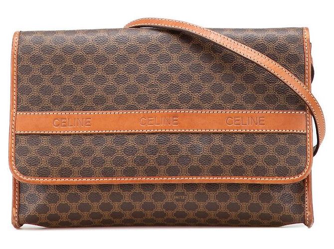 Céline Bolsa de Ombro em PVC Celine Macadam Marrom