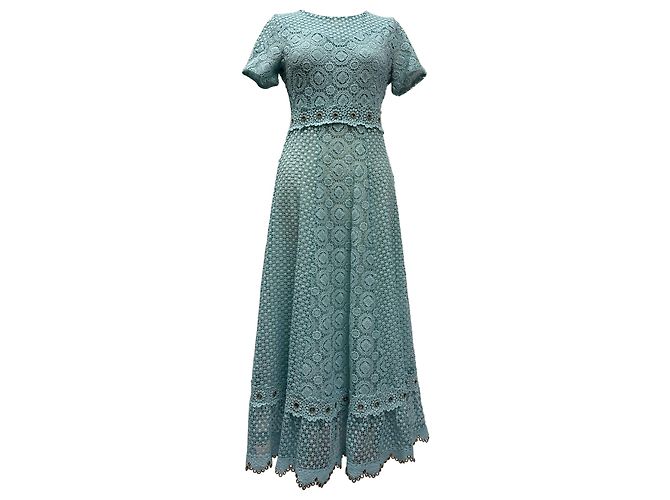 Maje Spitzen-Maxikleid aus Polyester in Türkis