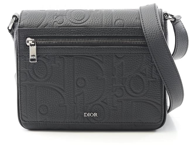 Christian Dior Dior Flap Messenger Bag Leather Shoulder Bag Black  ref.2323930