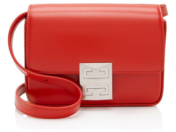 Borsa a Spalla 4G Small in Pelle di Vitello Givenchy Rosso