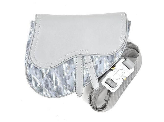 Bolsa de ombro de couro cinza Christian Dior