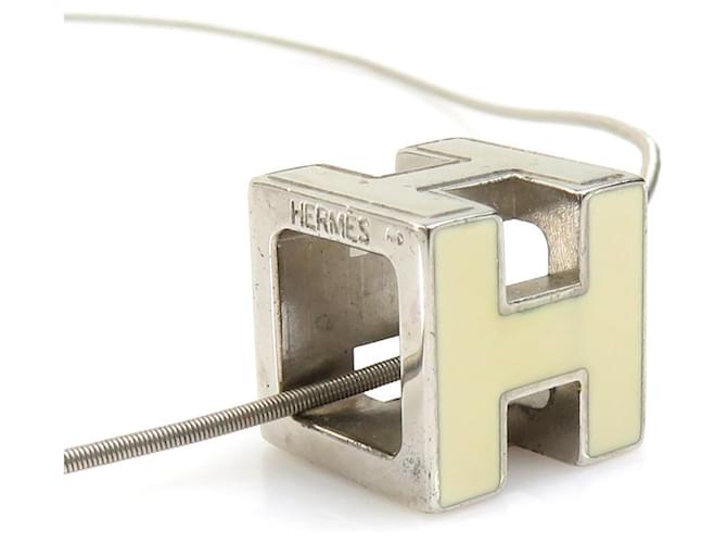 Collier d'Ash Cage H Cube d'Hermès Argenté Blanc cassé 