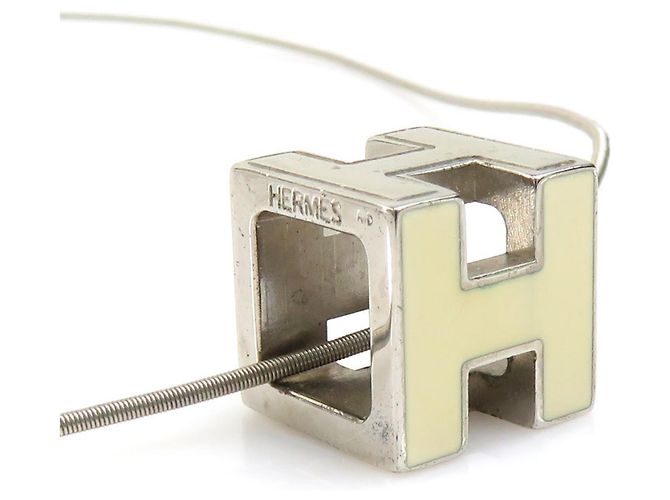 Hermès H Cube Cage d'Ash Halskette Silber Aus weiß