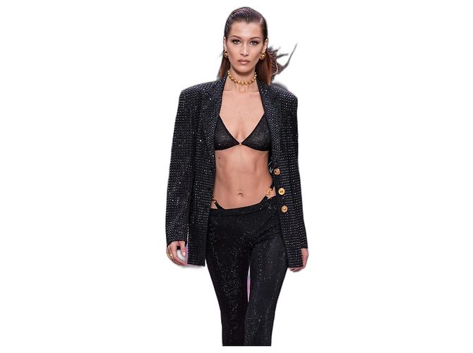 Versace Black Crystal Embellished Bra Top Spring 2020