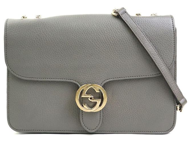 Bolsa de ombro de couro Gucci Interlocking G Marrom