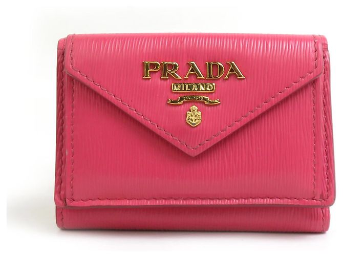 Prada Pink Leather Tri-Fold Wallet