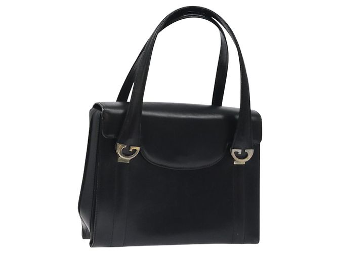 Borsa a mano GUCCI in pelle nera e oro Auth ep9297 Nero D'oro