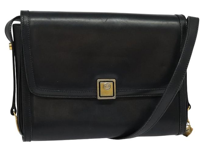 Borsa a Spalla GUCCI in Pelle Nera Oro Auth ep9209 Nero D'oro