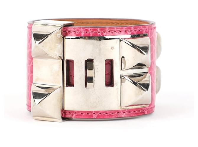 Bracelet Hermès Médor Collier de Chien Alligator Rose 
