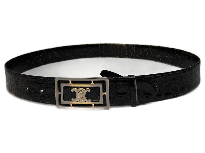 Céline Vintage Celine Paris Crocodile Leather belt brown