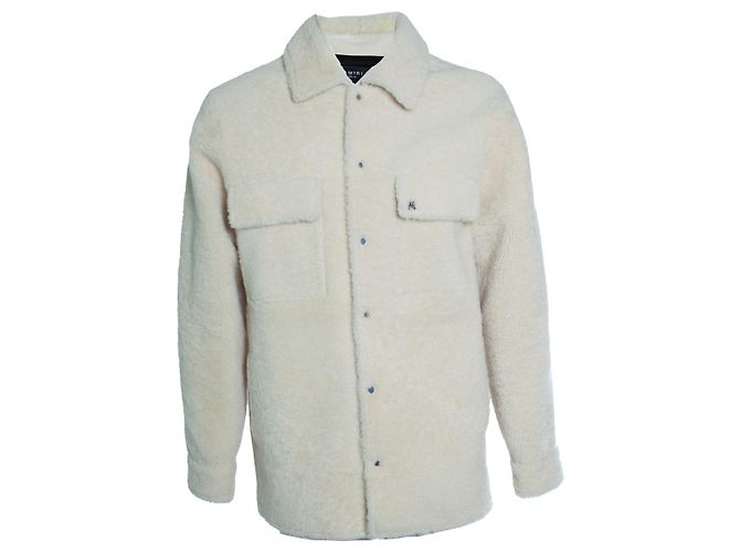 Amiri, logo print shearling jacket